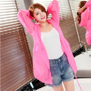 Λεπτό αντηλιακό μπουφάν για γυναίκες με κουκούλα για το  καλοκαίρι σε μπλε, κυκλάμινο, ροζ χρώμα
