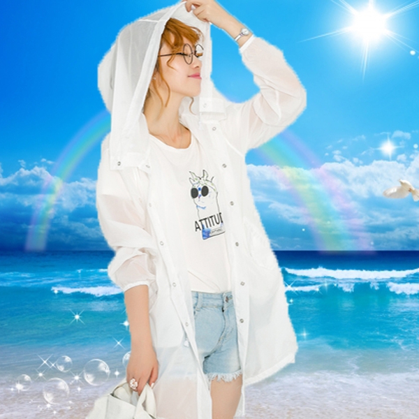 Дамско тънко слънцезащитно яке с качулка прозрачно, лятно, синьо, цикламено, розово