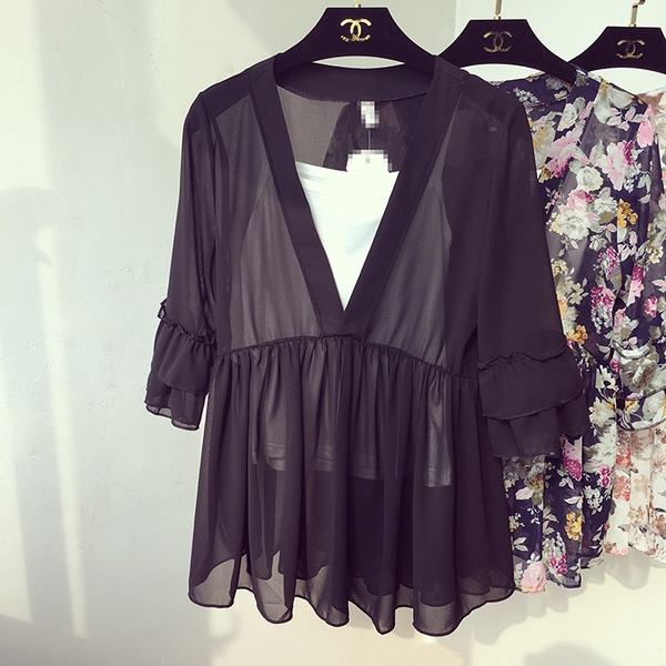 Шифонена туника на цветя за плаж