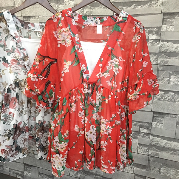 Шифонена туника на цветя за плаж