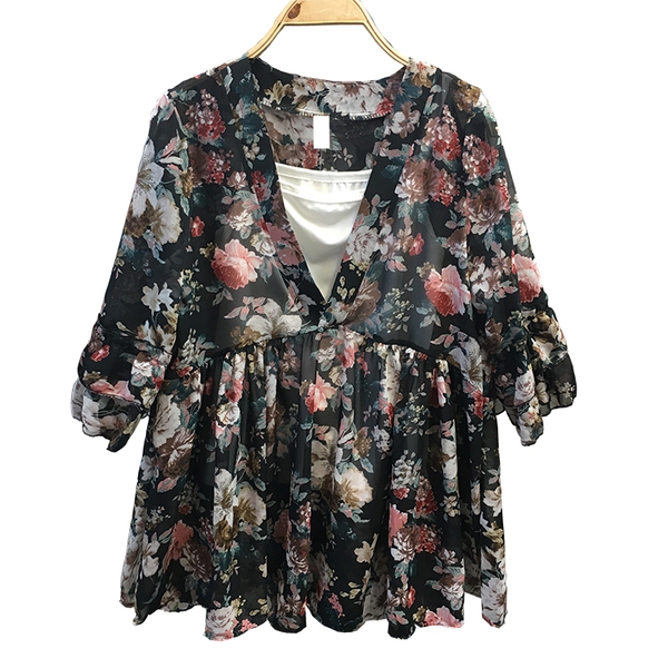 Шифонена туника на цветя за плаж