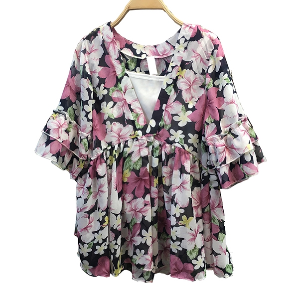 Шифонена туника на цветя за плаж