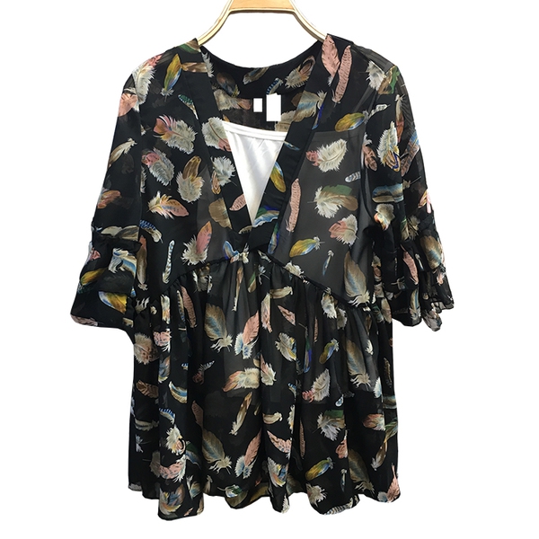 Шифонена туника на цветя за плаж