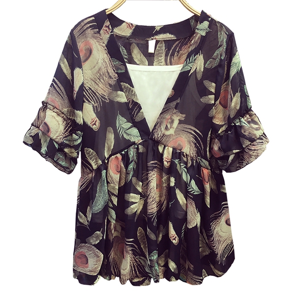 Шифонена туника на цветя за плаж