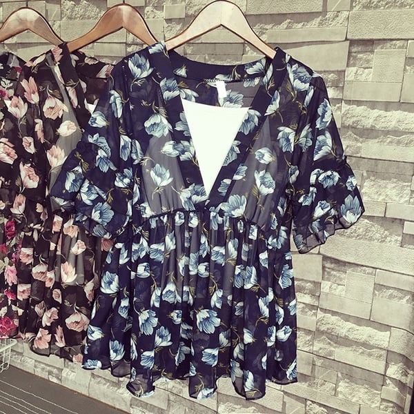 Шифонена туника на цветя за плаж