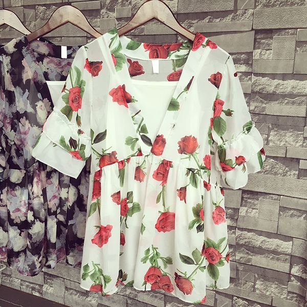 Шифонена туника на цветя за плаж