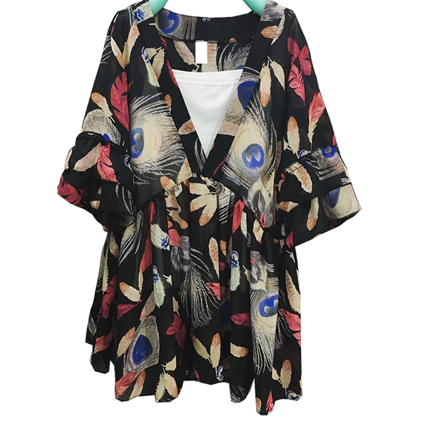 Шифонена туника на цветя за плаж