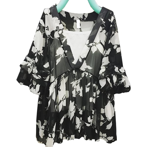 Шифонена туника на цветя за плаж