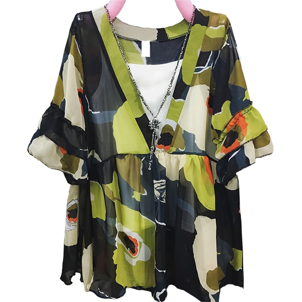 Шифонена туника на цветя за плаж