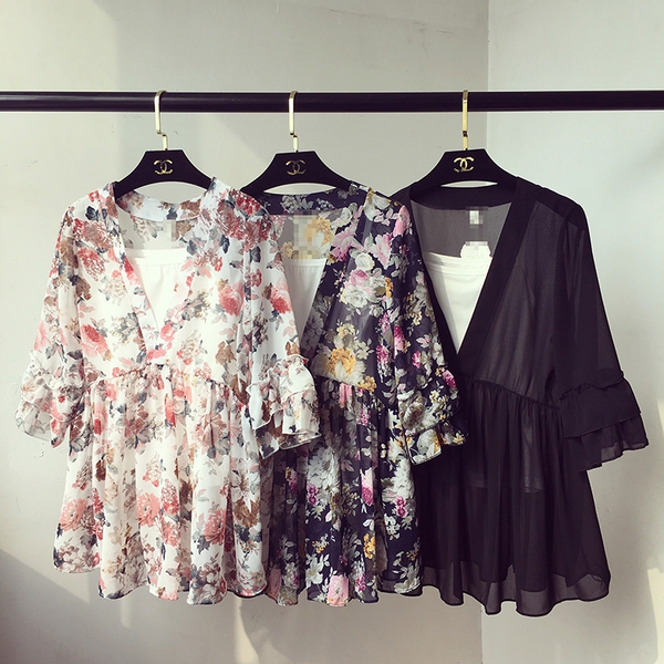 Шифонена туника на цветя за плаж