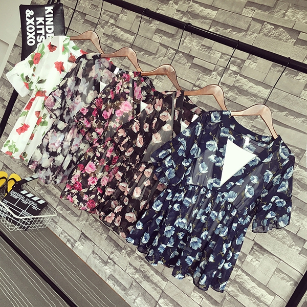 Шифонена туника на цветя за плаж