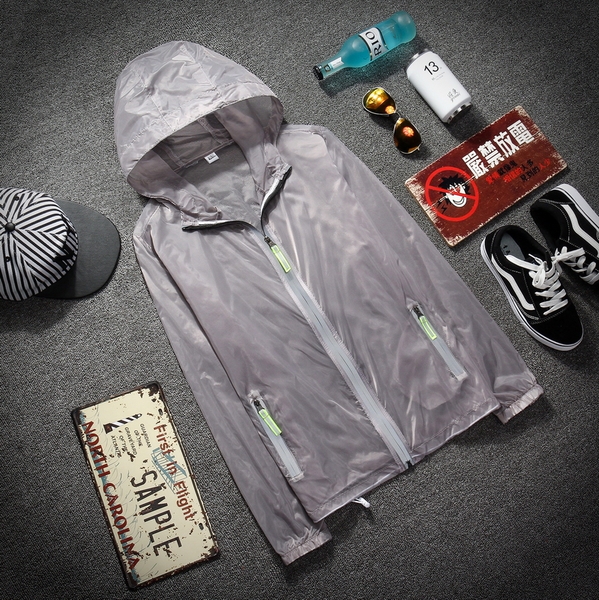 Мъжки UV слънцезащитни тънки и леки якета с качулка бели, оранжви, жълти, зелени с основен материал полиестър