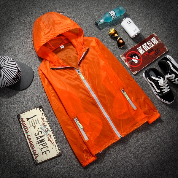 Мъжки UV слънцезащитни тънки и леки якета с качулка бели, оранжви, жълти, зелени с основен материал полиестър