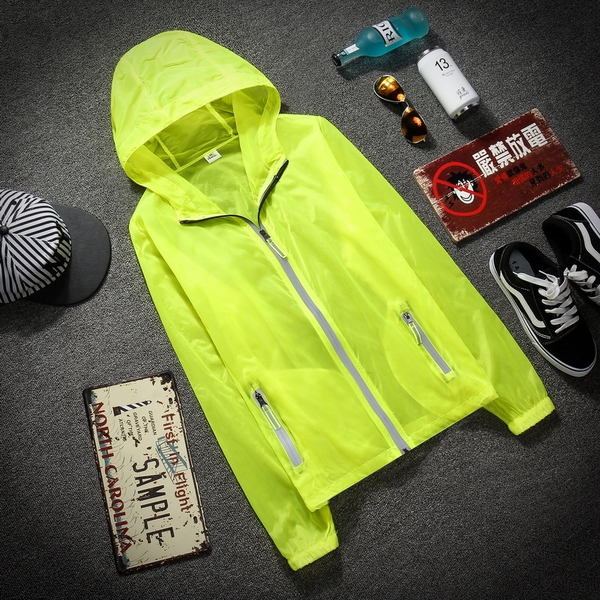 Мъжки UV слънцезащитни тънки и леки якета с качулка бели, оранжви, жълти, зелени с основен материал полиестър