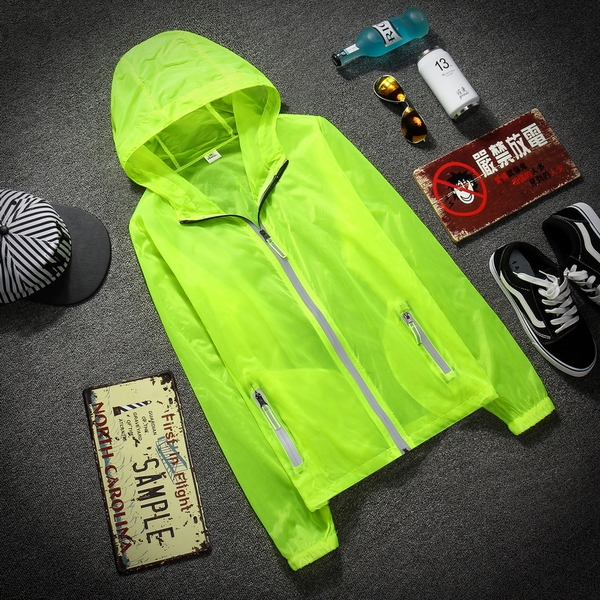 Мъжки UV слънцезащитни тънки и леки якета с качулка бели, оранжви, жълти, зелени с основен материал полиестър