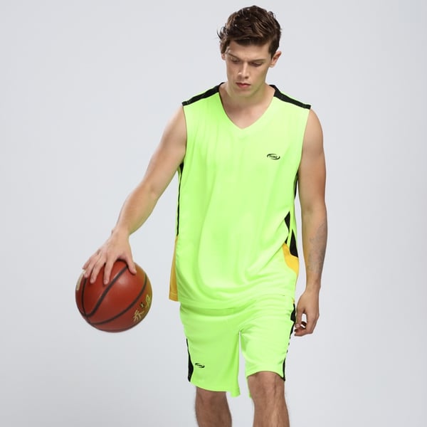 Спортен мъжки екип за баскетбол в черен,бял,червен,жълт,зелен и син цвят