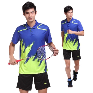 Ανδρικά αθλητικά  σετ για τένις και μπάντμιντον καλοκαιρινά - μπλουζάκια και σορτς σε πορτοκαλί, μπλε-πράσινο χρώμα