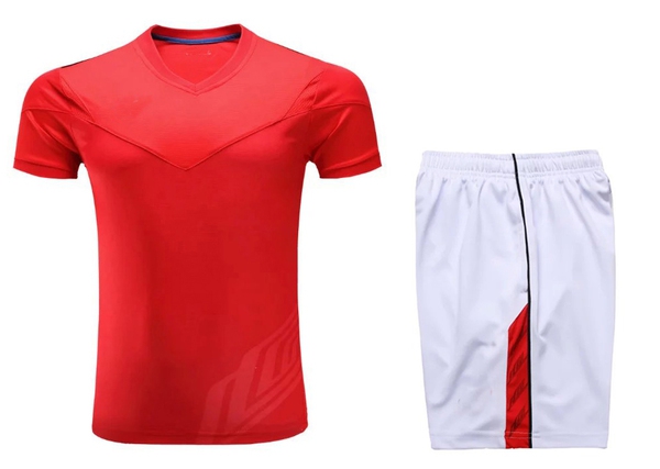 Мъжки спортни летни екипи от две части избор за горнище потник или тениска с къс ръкав червена и синя и къси панталони