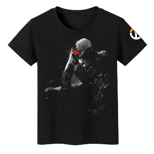 Мъжки геймърски тениски с къс ръкав на Overwatch в черен цвят с висококачествени щампи в 4 модела  