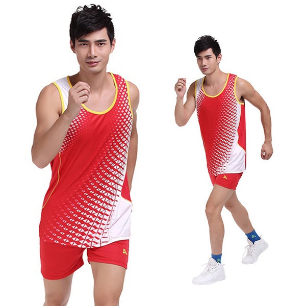 Мъжки спортни летни екипи потник и къси панталони сини, червени, черни, дишащи и бързосъхнещи