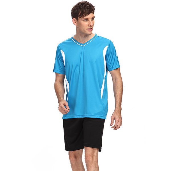 Мъжки спортни екипи за лека атлетика и футбол тениска с къс ръкав и къси панталони жълти червени бели сини