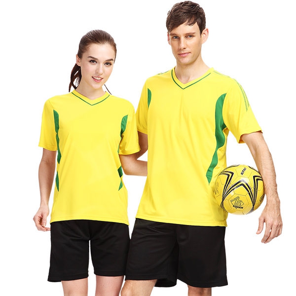Мъжки спортни екипи за лека атлетика и футбол тениска с къс ръкав и къси панталони жълти червени бели сини