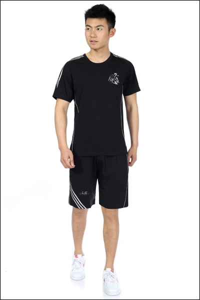 Летни къси мъжки спортни екипи в сив,бял и черен цвят - тениска и шорти