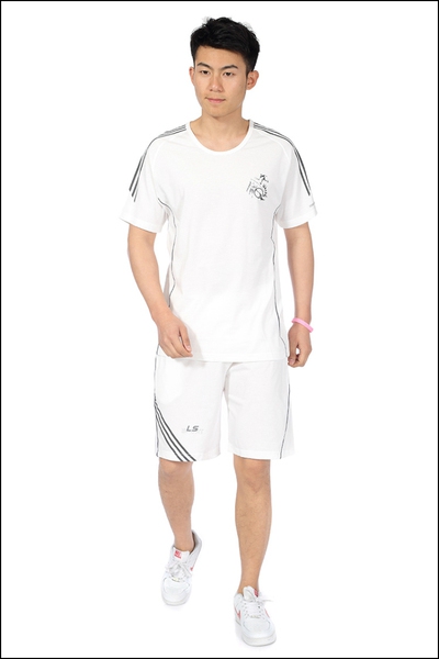 Летни къси мъжки спортни екипи в сив,бял и черен цвят - тениска и шорти