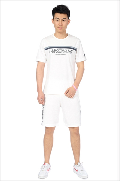 Летни къси мъжки спортни екипи в сив,бял и черен цвят - тениска и шорти