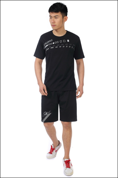 Летни къси мъжки спортни екипи в сив,бял и черен цвят - тениска и шорти