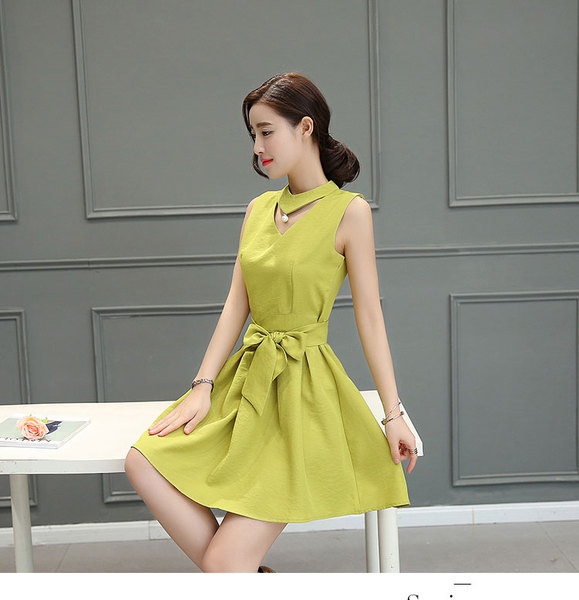 Καλοκαίρι κυρίες φόρεμα με κορδέλες σε πορτοκαλί, μπλε, ροζ και πράσινο