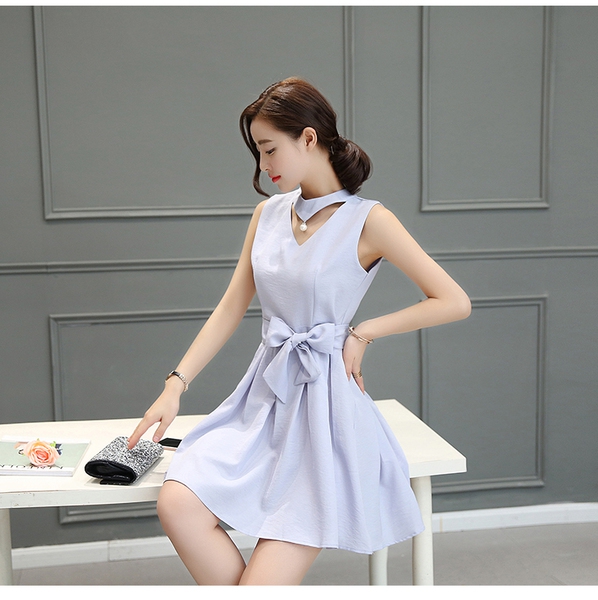 Καλοκαίρι κυρίες φόρεμα με κορδέλες σε πορτοκαλί, μπλε, ροζ και πράσινο