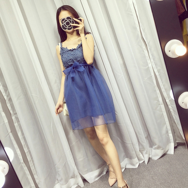 Дамски дантелени широки модерни рокли за ежедневие и плаж: бели, сини, розови