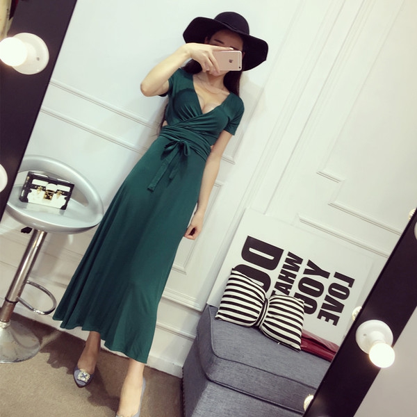 Дамски широки летни рокли в три цвята - черни, сиви, зелени