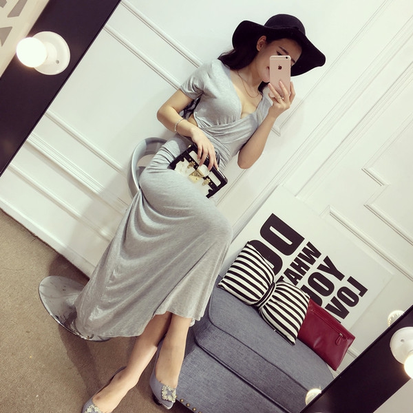 Дамски широки летни рокли в три цвята - черни, сиви, зелени