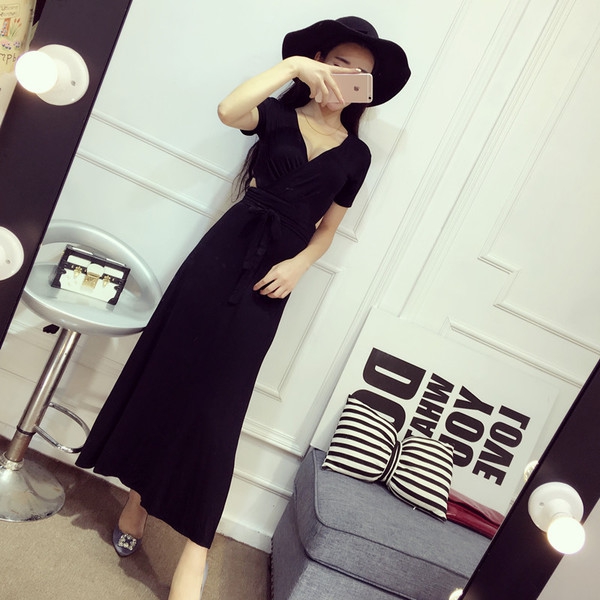 Дамски широки летни рокли в три цвята - черни, сиви, зелени