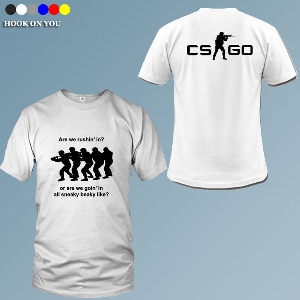 Памучни геймърски мъжки тениски на CS GO в жълт,бял,черен,сив и червен цвят