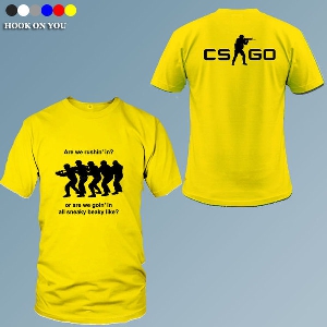Αντρικά gaming βαμβακερά T-shirts CS GO σε κίτρινο, λευκό, μαύρο, γκρι και κόκκινο