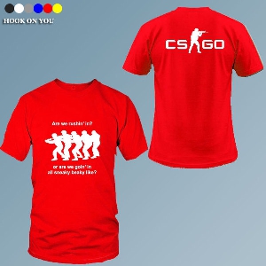 Αντρικά gaming βαμβακερά T-shirts CS GO σε κίτρινο, λευκό, μαύρο, γκρι και κόκκινο