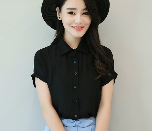 Дамски летни ризи с копчета и къс ръкав в свежи цветове червени, черни, бели. сини, зелени топ модели