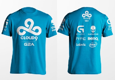 Геймърска мъжка тениска в син цвят на отбора на League of legends - Cloud 9
