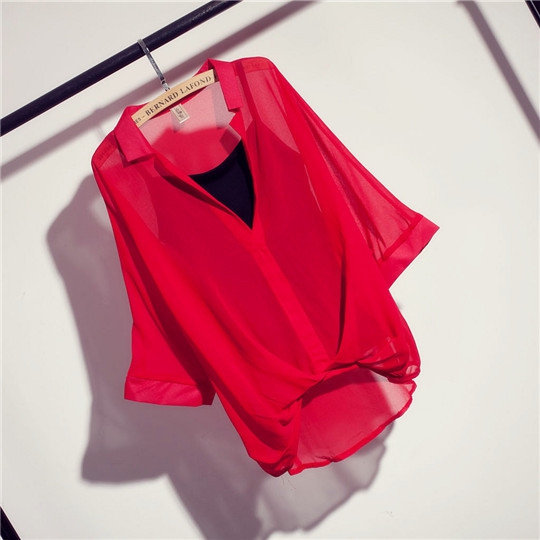 Дамска лятна риза тип прилеп: Черна, Червена, Бяла