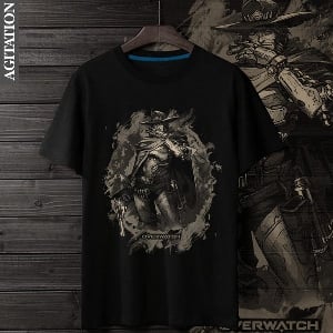 Μοναδικό αντριικό Gaming T-shirts  σε μαύρο  Overwatch - McCree