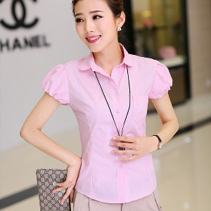 Дамски елегантни летни ризи с къс ръкав: черни, бели, розови, сини