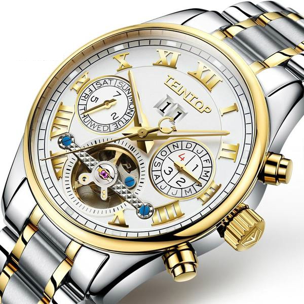 Мъжки водоустойчиви часовници изработени от неръждаема стомана в черен,син,бял и златист цвят - 9 модела