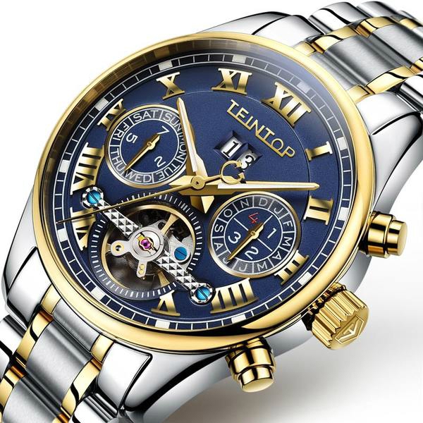 Мъжки водоустойчиви часовници изработени от неръждаема стомана в черен,син,бял и златист цвят - 9 модела