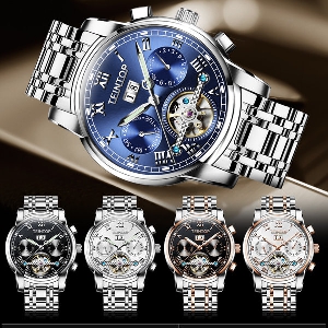 Мъжки водоустойчиви часовници изработени от неръждаема стомана в черен,син,бял и златист цвят - 9 модела