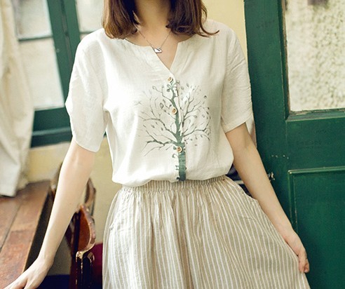 Ευρεία καλοκαίρι μπλούζες περιστασιακή 2 μοντέλα