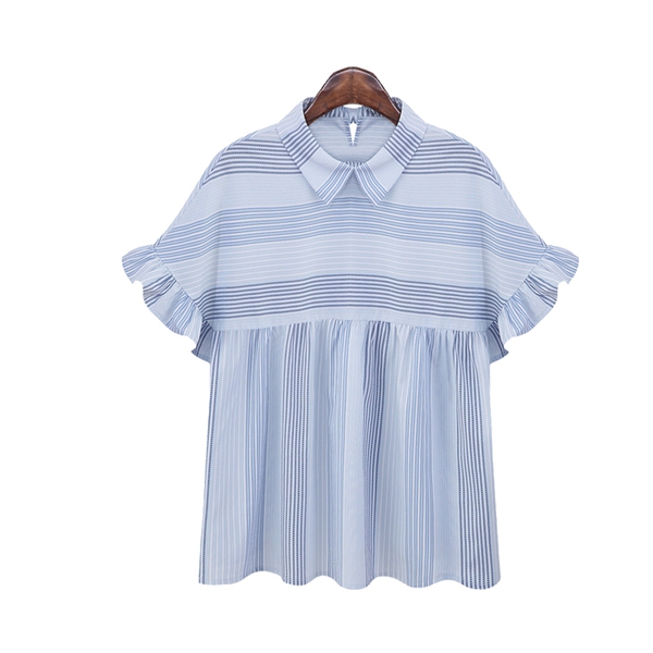 Дамска лятна шифонена и дантелена свободна риза с къс ръкав за най-горещите дни