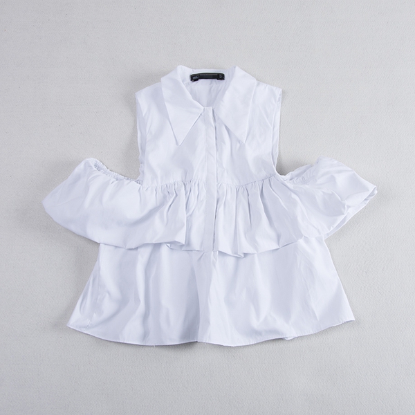 Дамска НОВА риза без ръкави с яка: Бяла и Синя